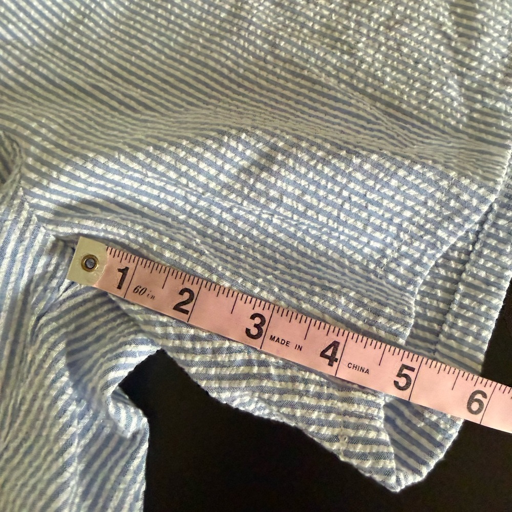 Magill LA Men's Blue and White Striped Seersucker Swim Volley Shorts - Picture 6 of 6